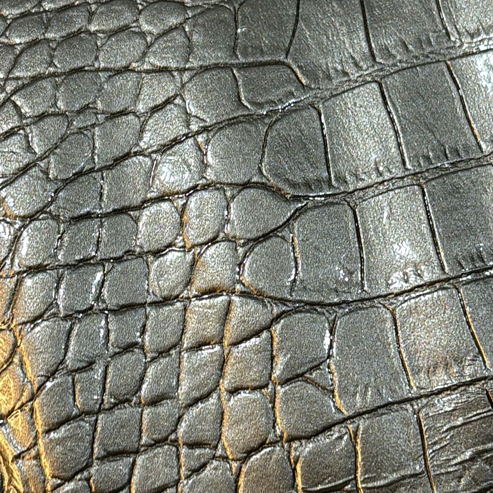 Ann Taylor LOFT Faux Alligator Clutch Pewter Metallic Chain Strap Evening Bag - Picture 11 of 11